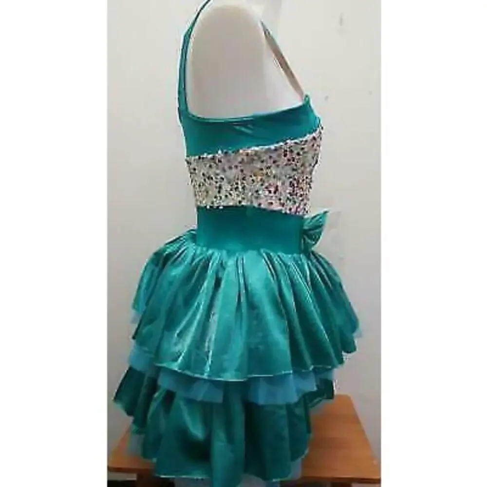 Pre-Owned Dance Costume Curtain Call E1787 Large Child Teal Jazz